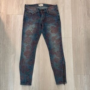 Floral Patterned Blue Jeans